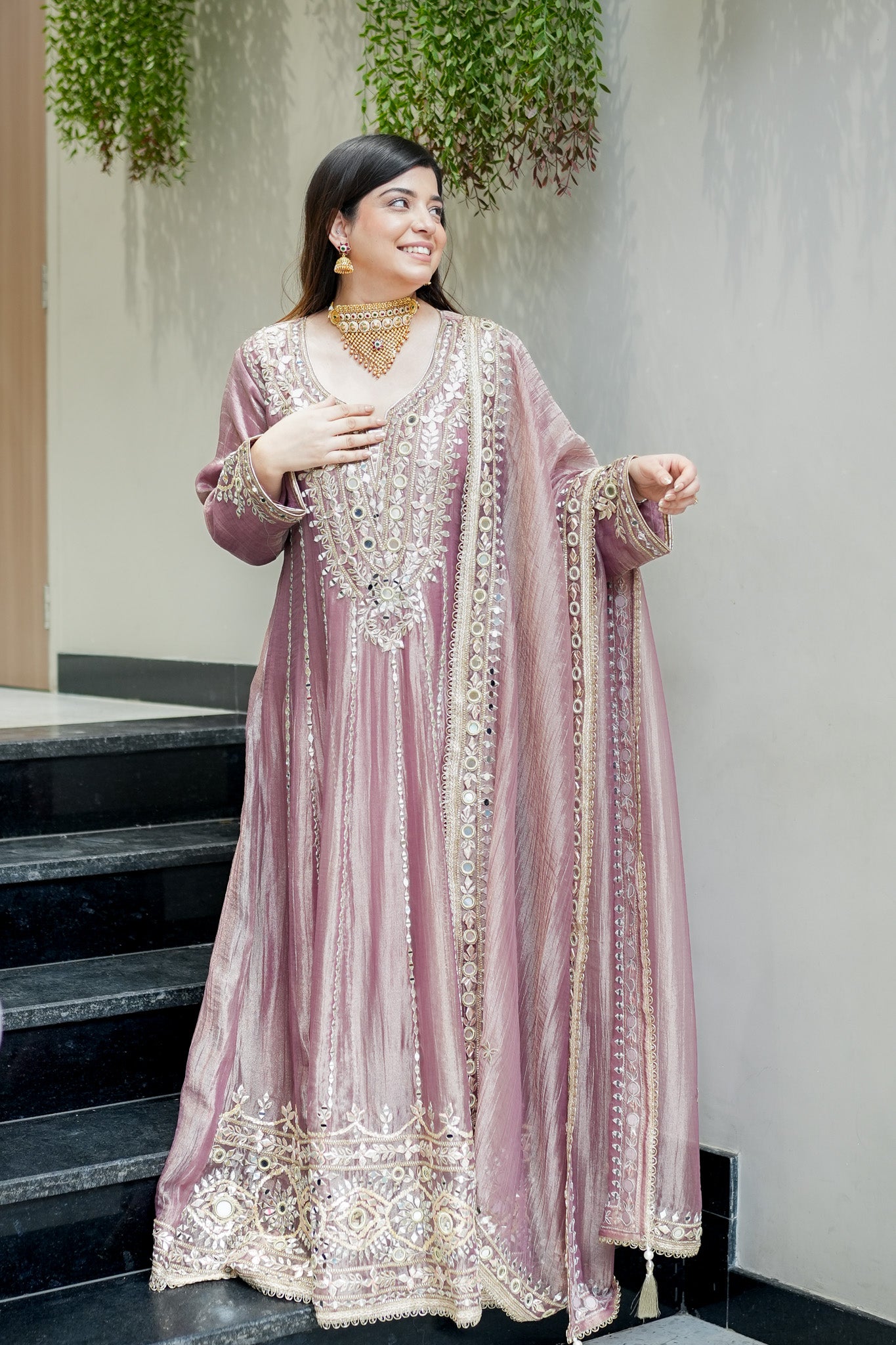 Yuvisha Gotta Detailing Anarkali with Dupatta