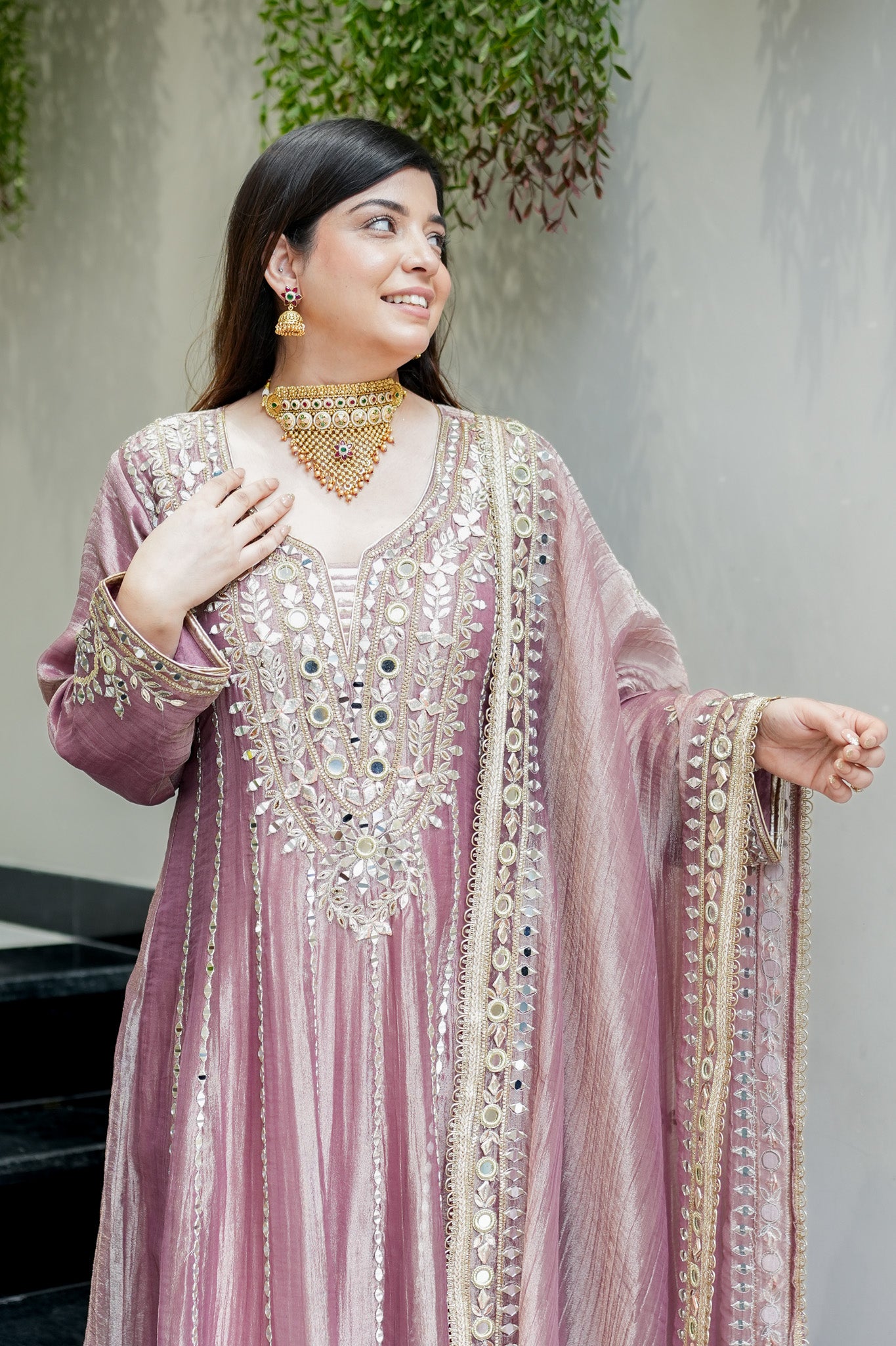 Yuvisha Gotta Detailing Anarkali with Dupatta