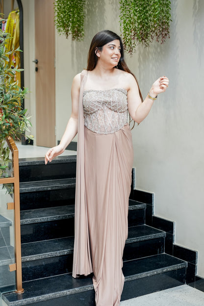 Yuvika Hand Embroidered Corset Drape Saree