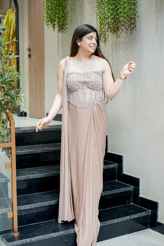 Yuvika Hand Embroidered Corset Drape Saree