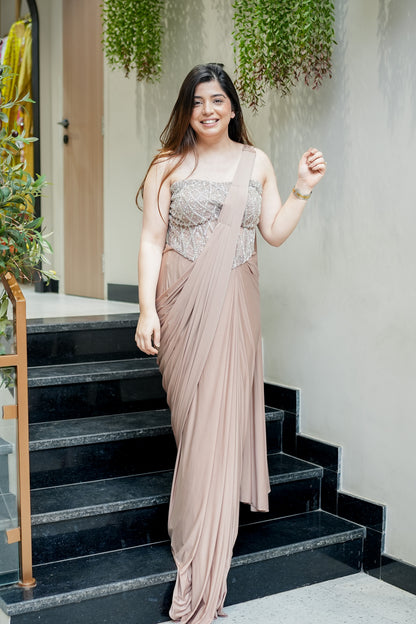 Yuvika Hand Embroidered Corset Drape Saree