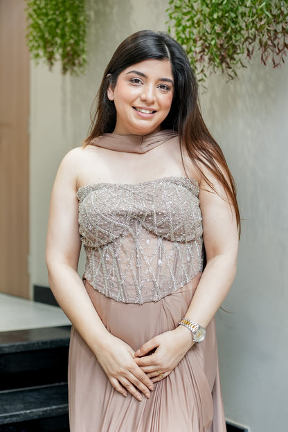 Yuvika Hand Embroidered Corset Drape Saree