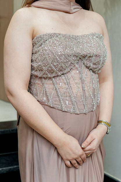 Yuvika Hand Embroidered Corset Drape Saree