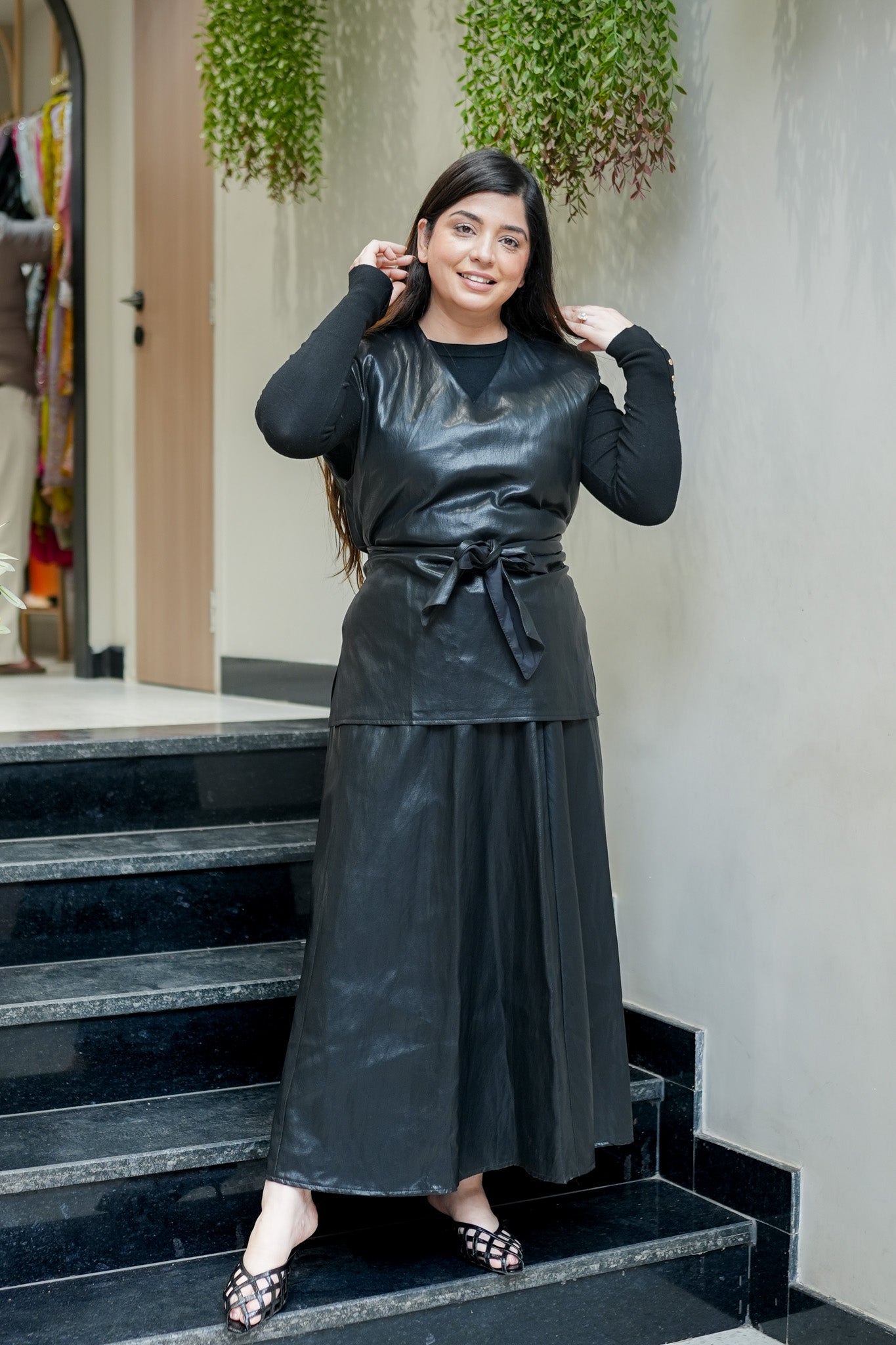 Selene Leather Skirt Set