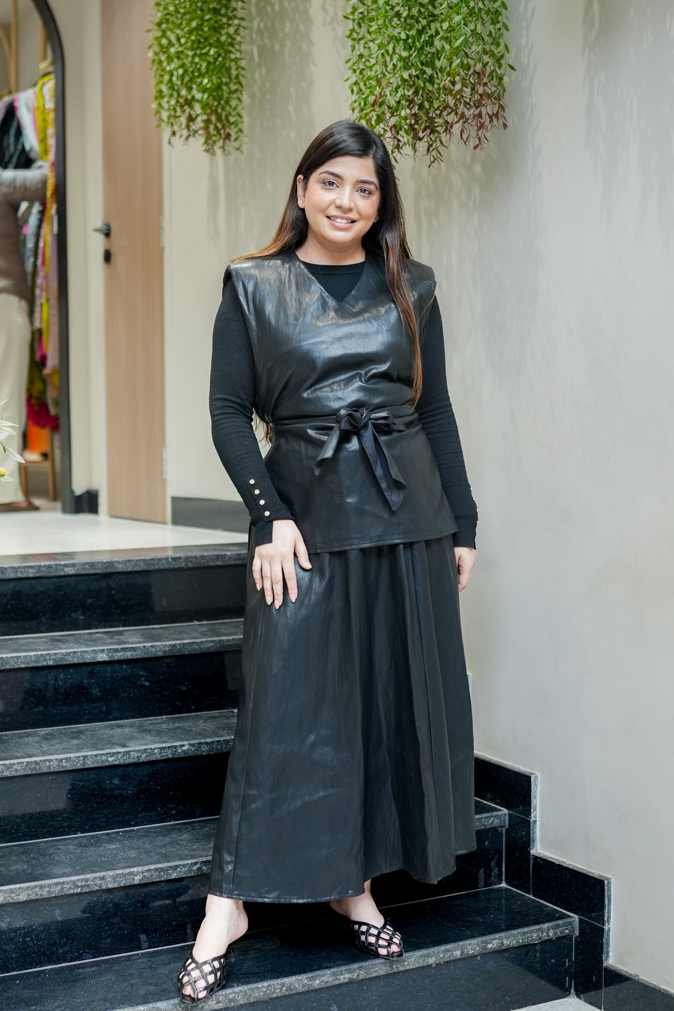 Selene Leather Skirt Set