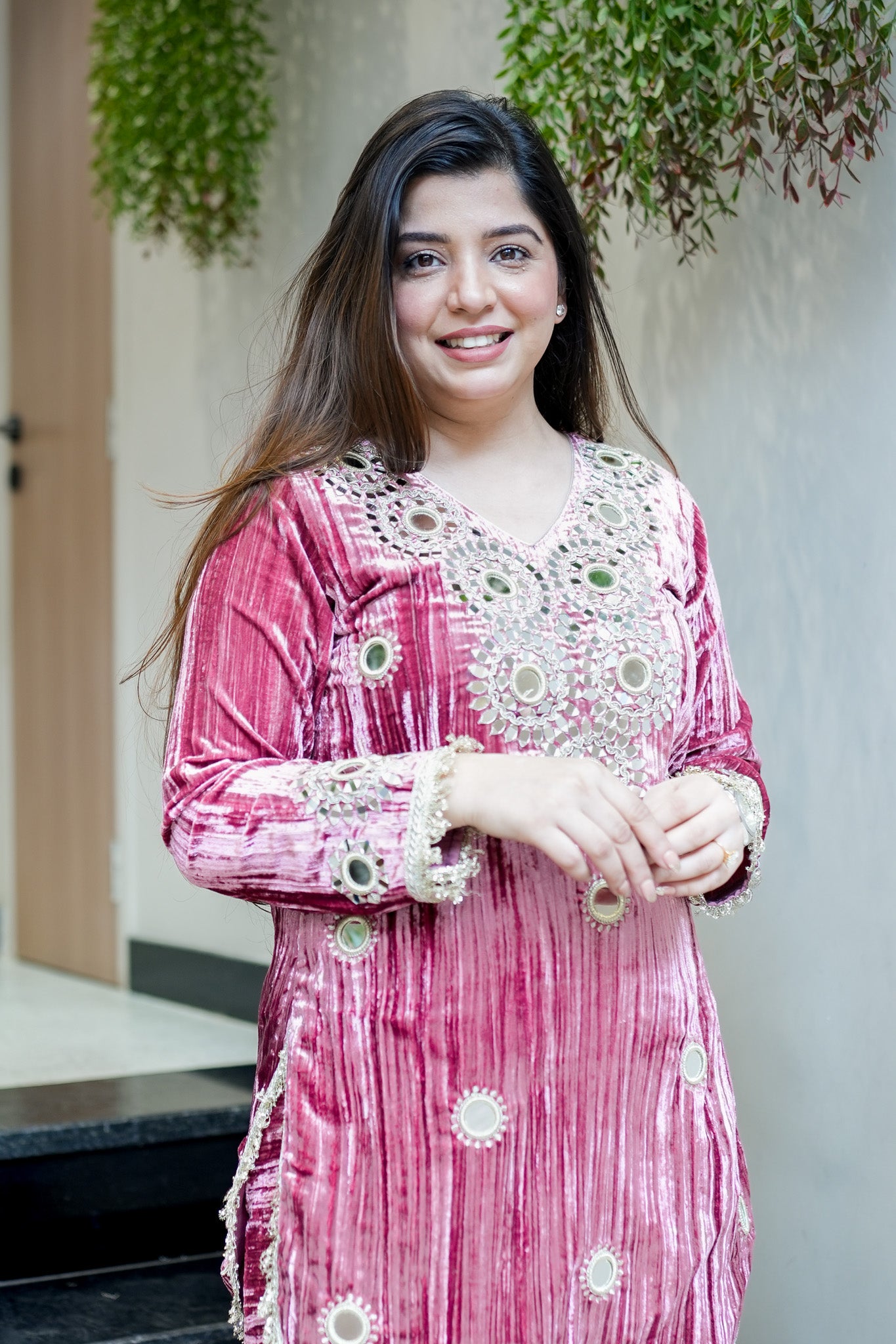 Mishka Embroidered Velvet Co ord Set