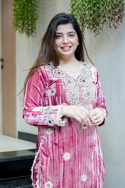 Mishka Embroidered Velvet Co ord Set