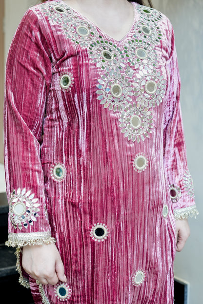 Mishka Embroidered Velvet Co ord Set