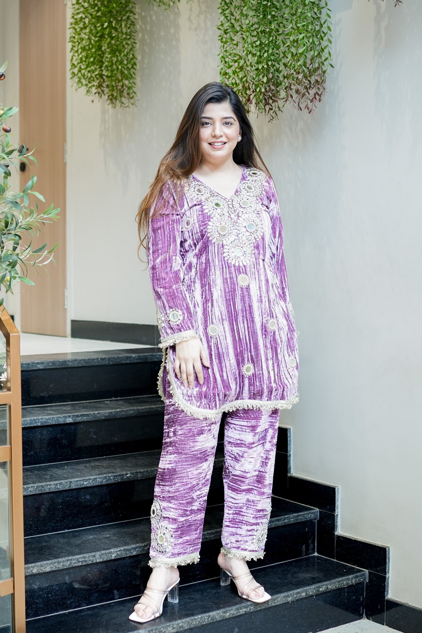 Mishka Embroidered Velvet Co ord Set