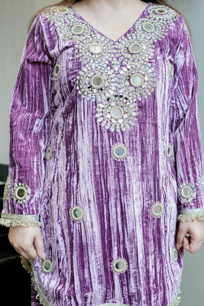 Mishka Embroidered Velvet Co ord Set