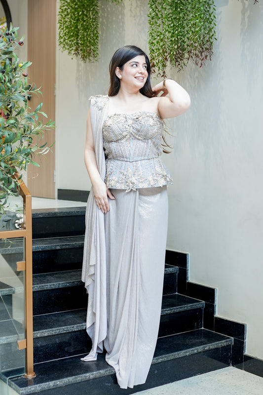 Viara Hand Embroidered Corset Drape Saree