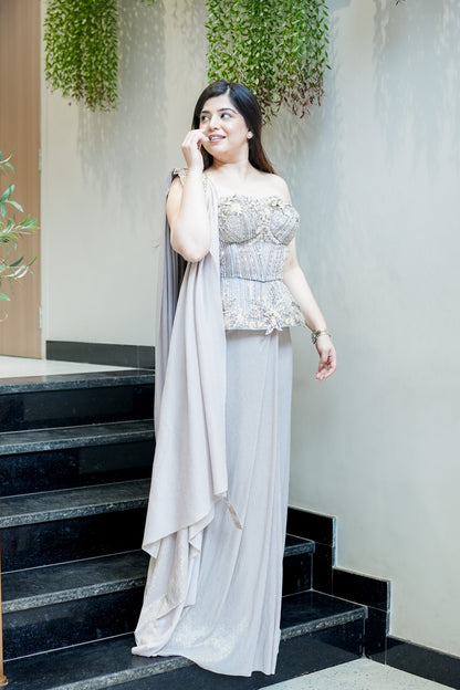 Viara Hand Embroidered Corset Drape Saree