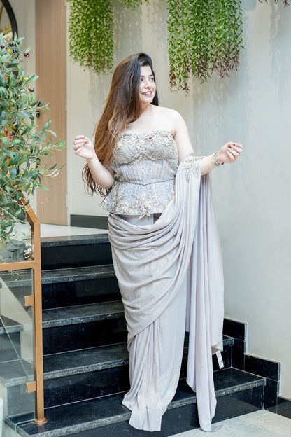 Viara Hand Embroidered Corset Drape Saree