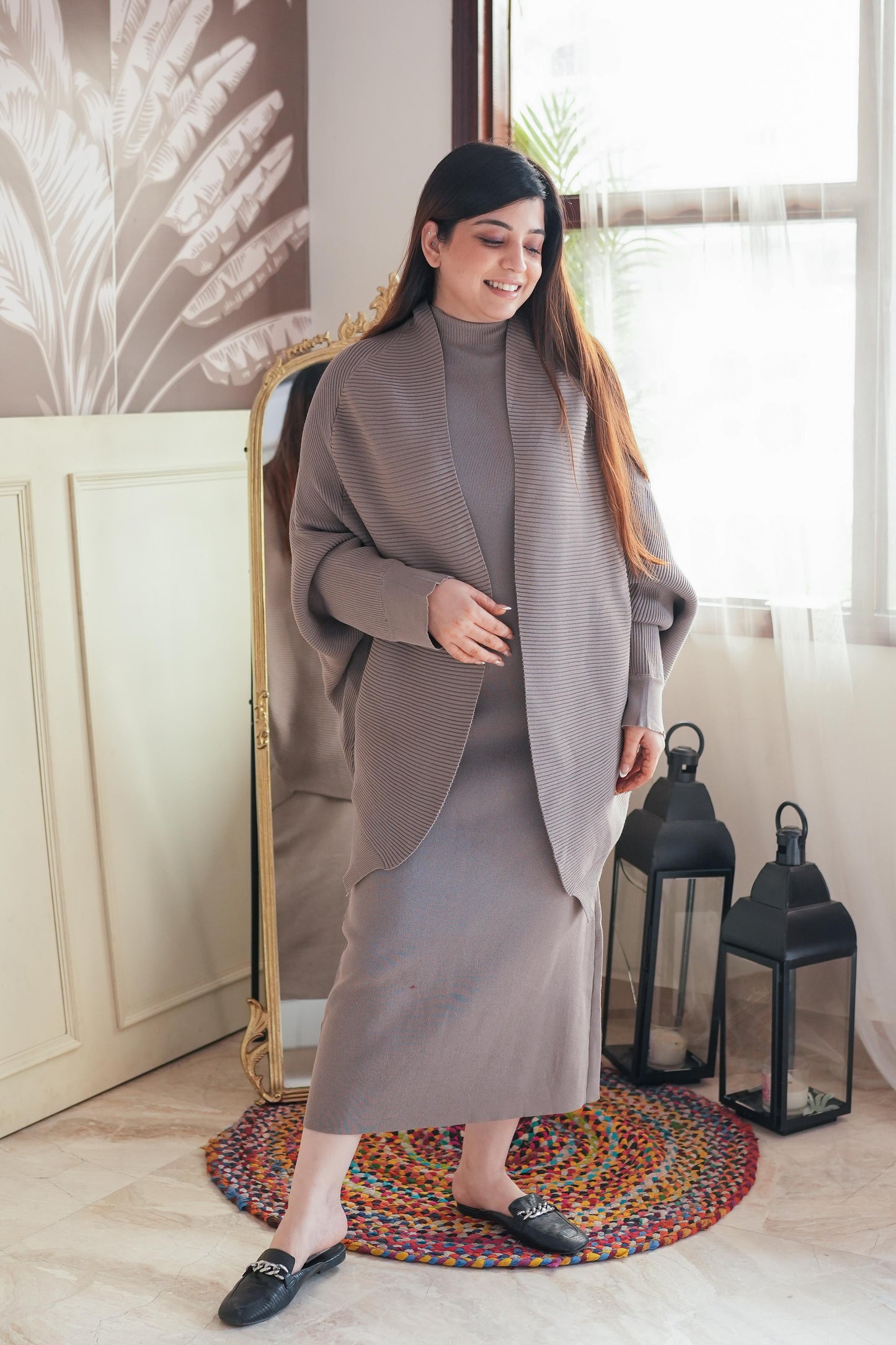 Nimm Long Dress With Knitted Cape