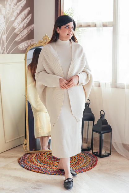 Nimm Long Dress With Knitted Cape