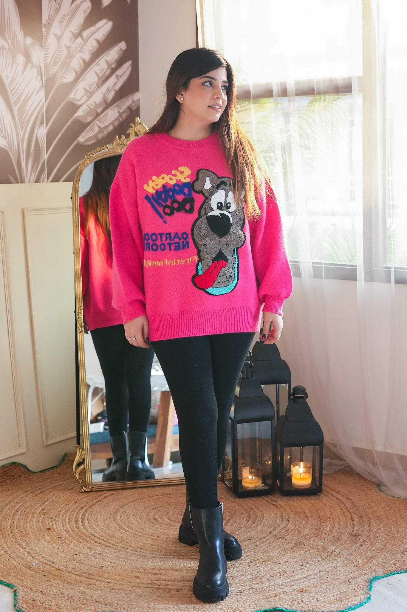 Illy Hot Pink Knitted Oversized Sweater