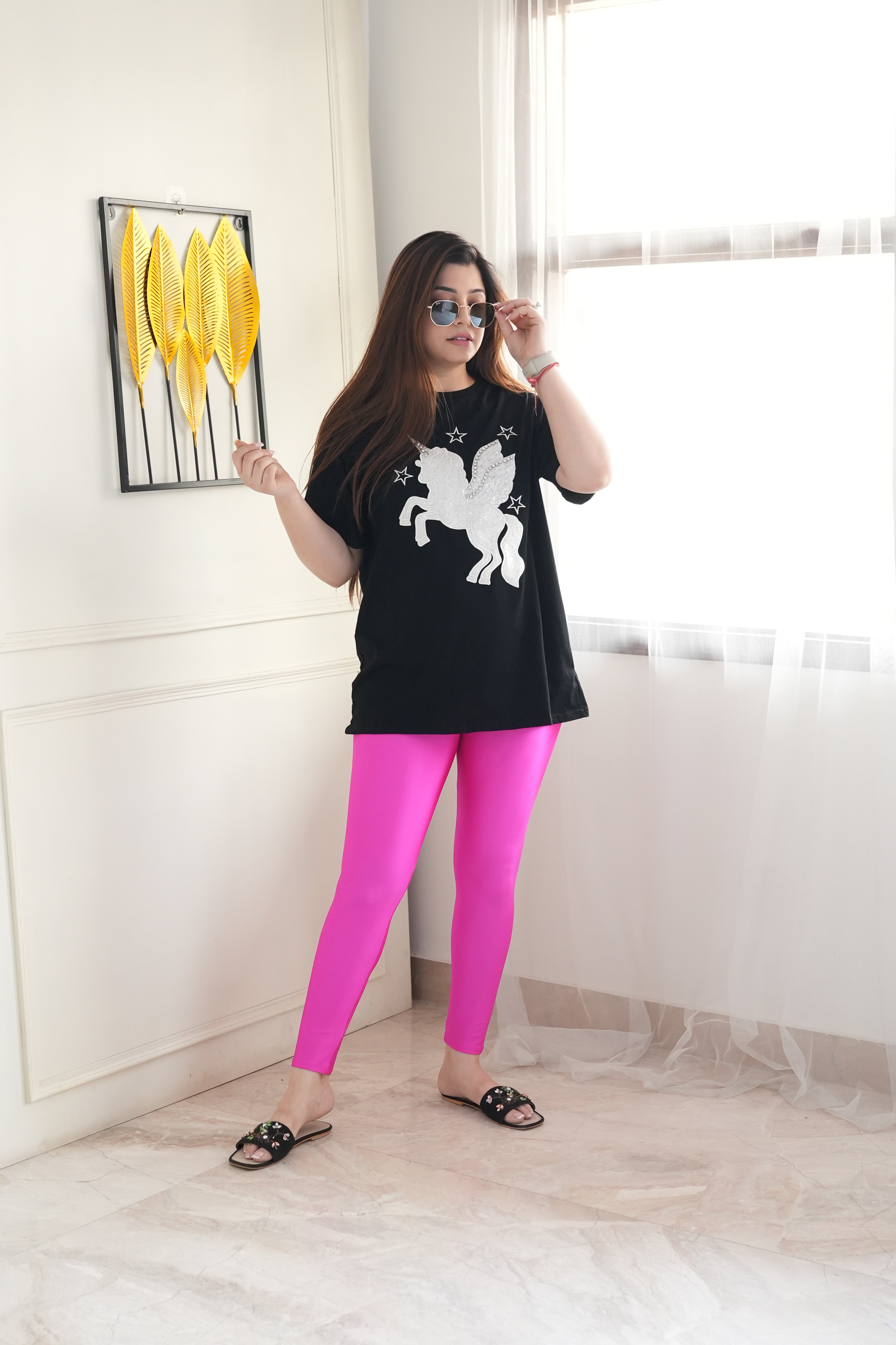 Hot Pink Glossy Leggings