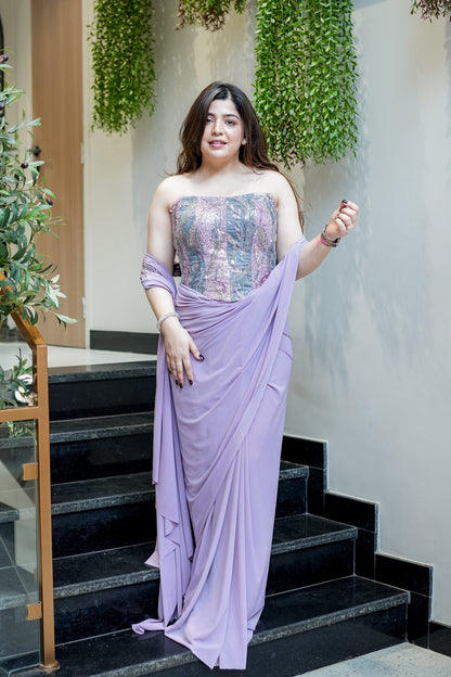 Avni Hand Embroidered Corset Drape Saree