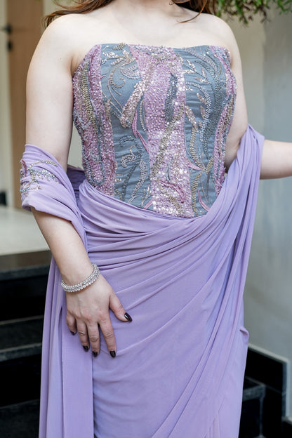 Avni Hand Embroidered Corset Drape Saree