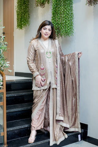 Aqsa Embroidred Luxe Suit Set