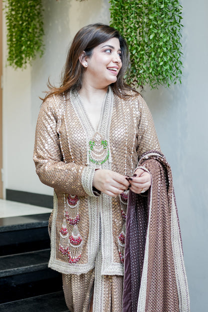 Aqsa Embroidred Luxe Suit Set