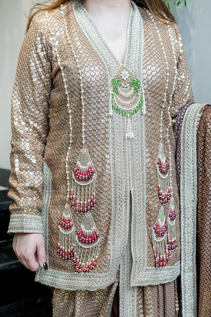 Aqsa Embroidred Luxe Suit Set