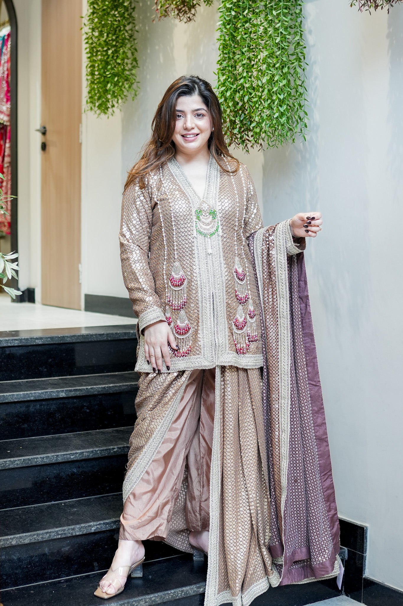 Aqsa Embroidred Luxe Suit Set