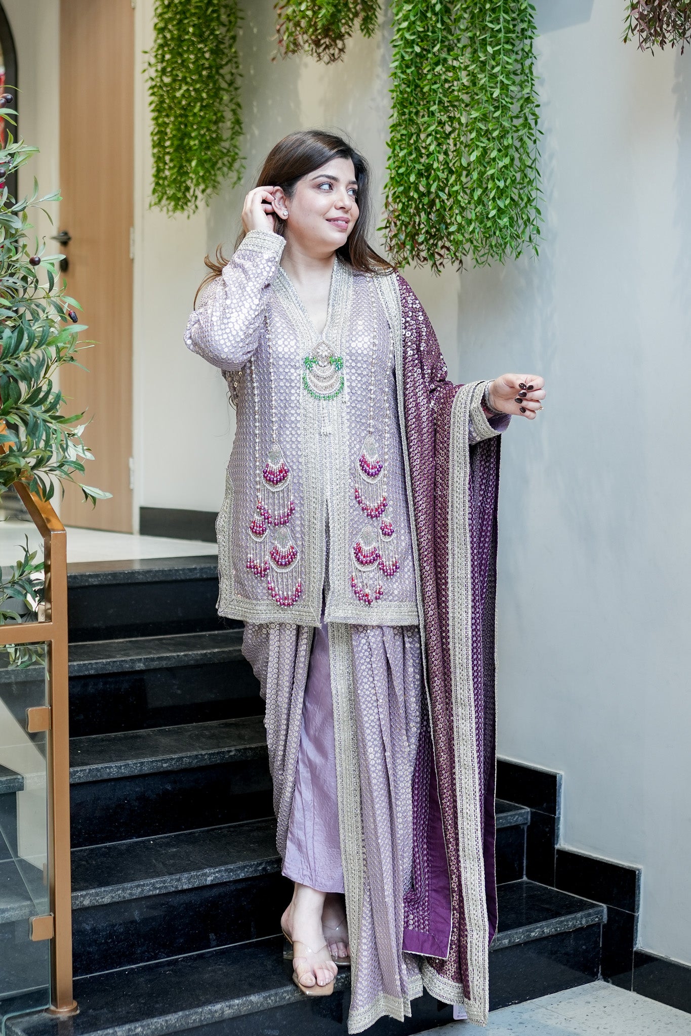Aqsa Embroidred Luxe Suit Set