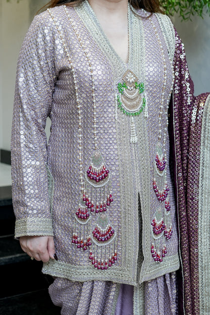 Aqsa Embroidred Luxe Suit Set