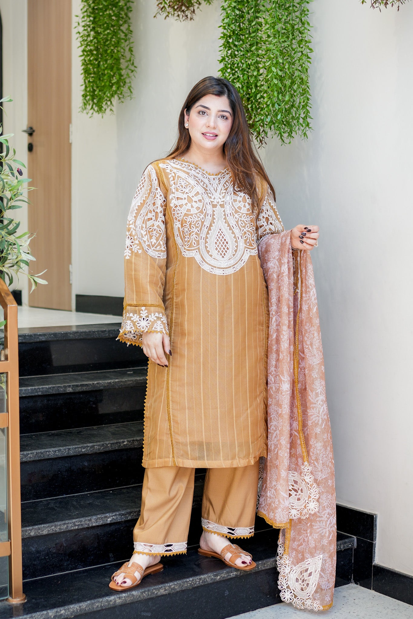 Sabeen Schiffli Embroidered Suit Set