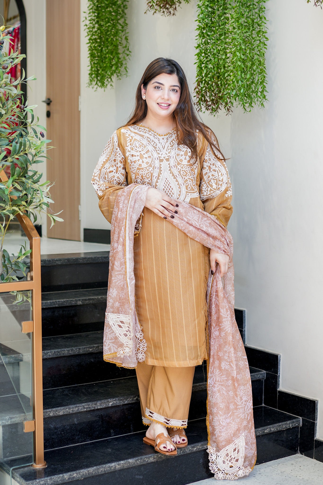 Sabeen Schiffli Embroidered Suit Set