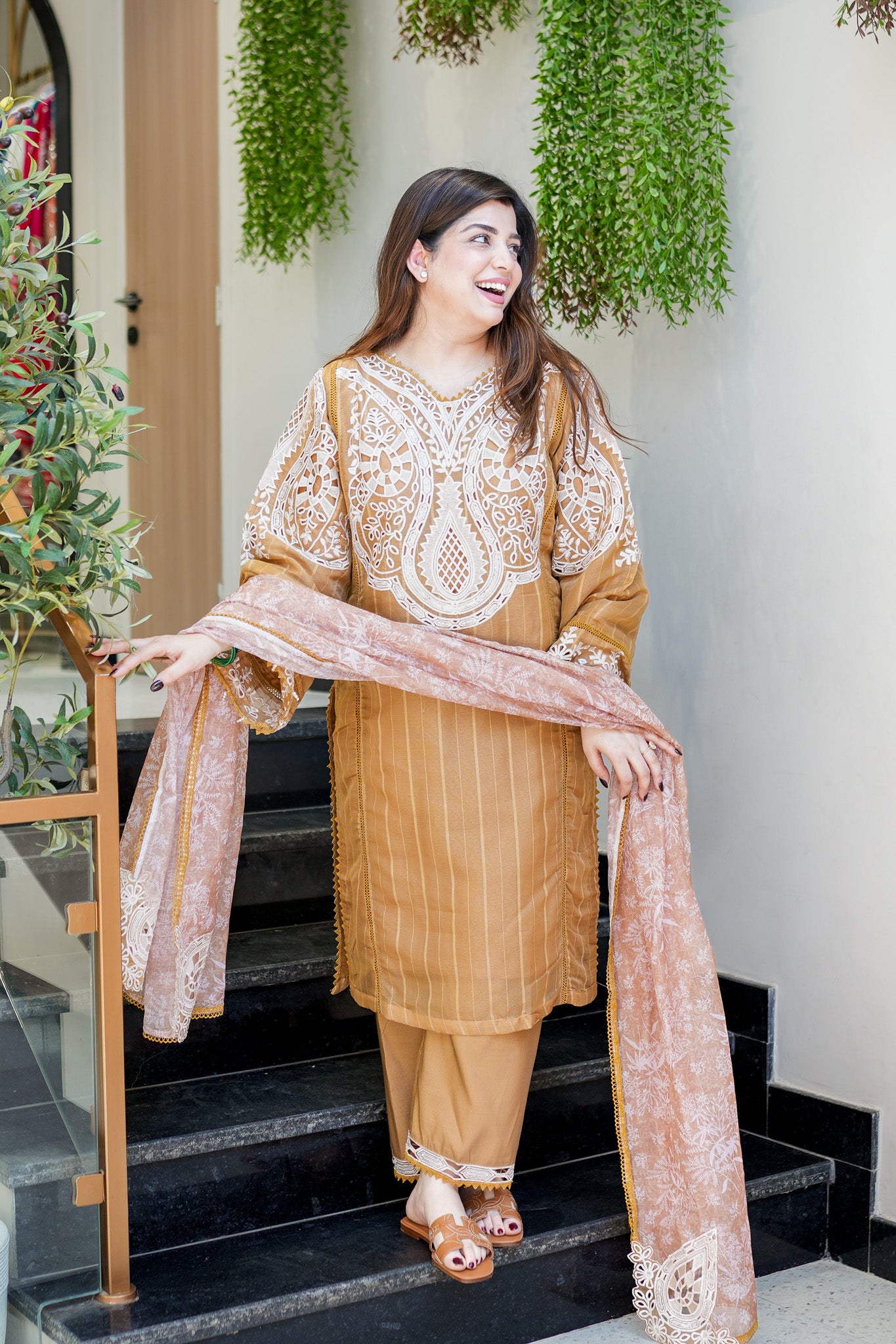 Sabeen Schiffli Embroidered Suit Set