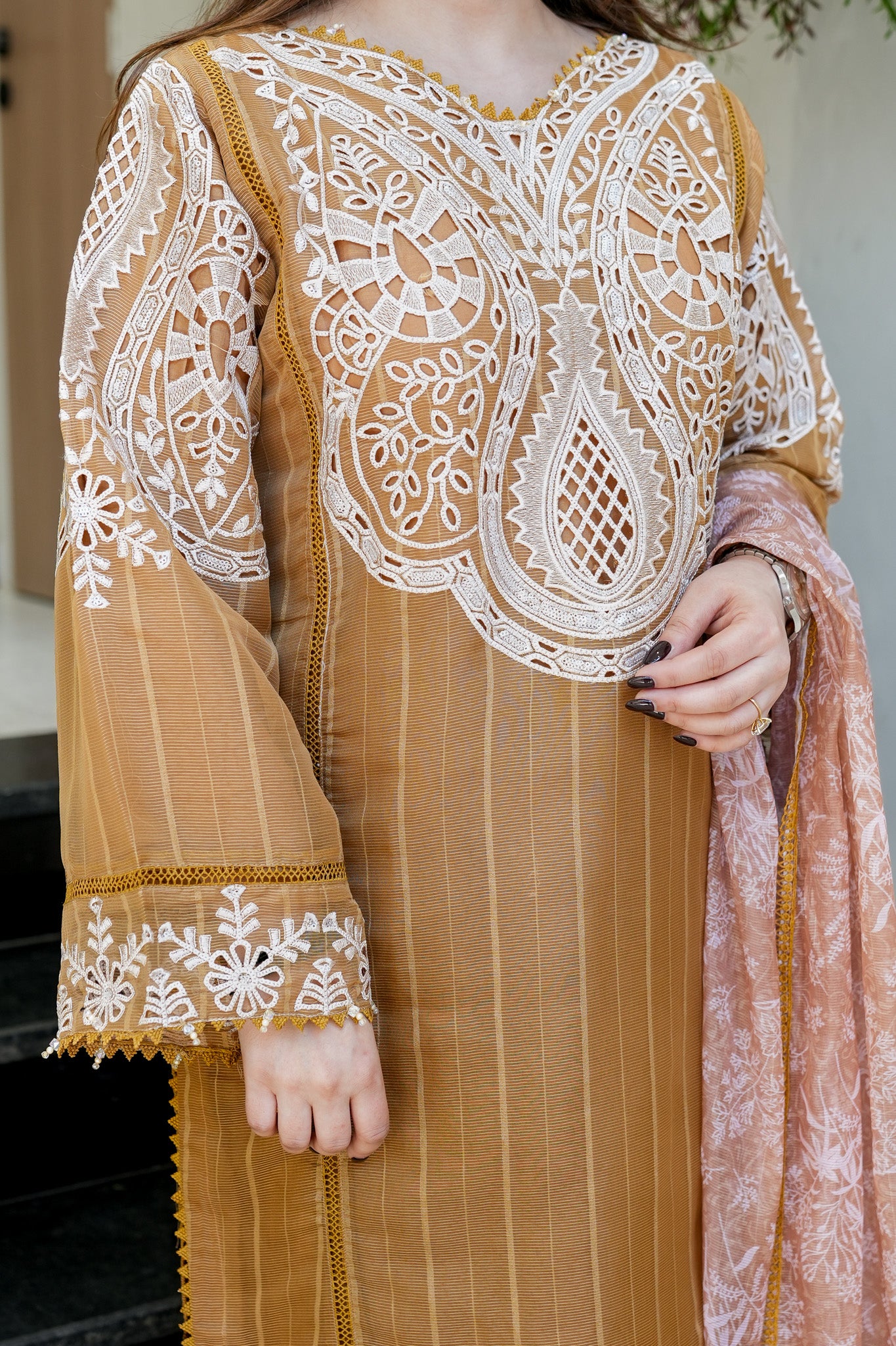 Sabeen Schiffli Embroidered Suit Set