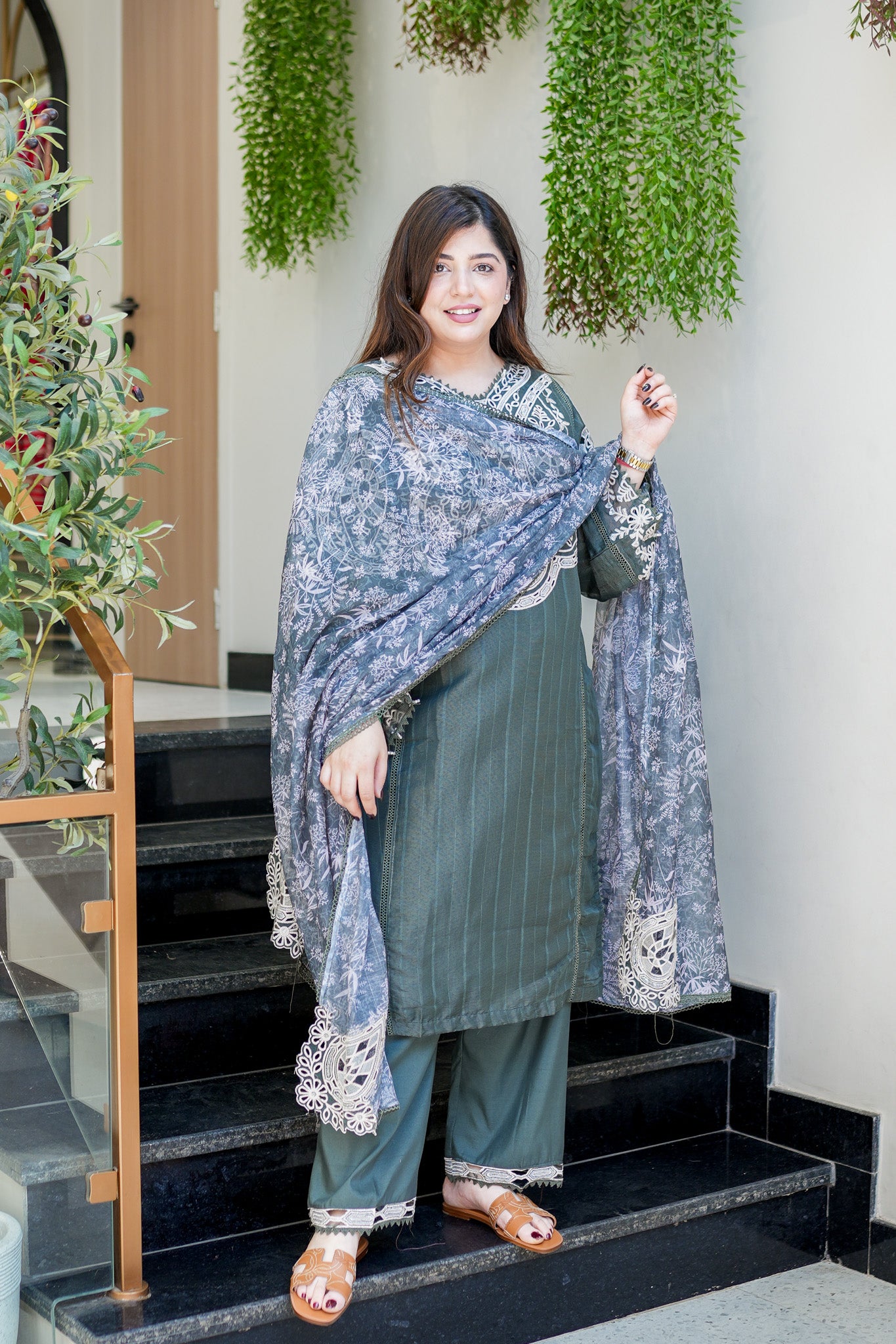 Sabeen Schiffli Embroidered Suit Set