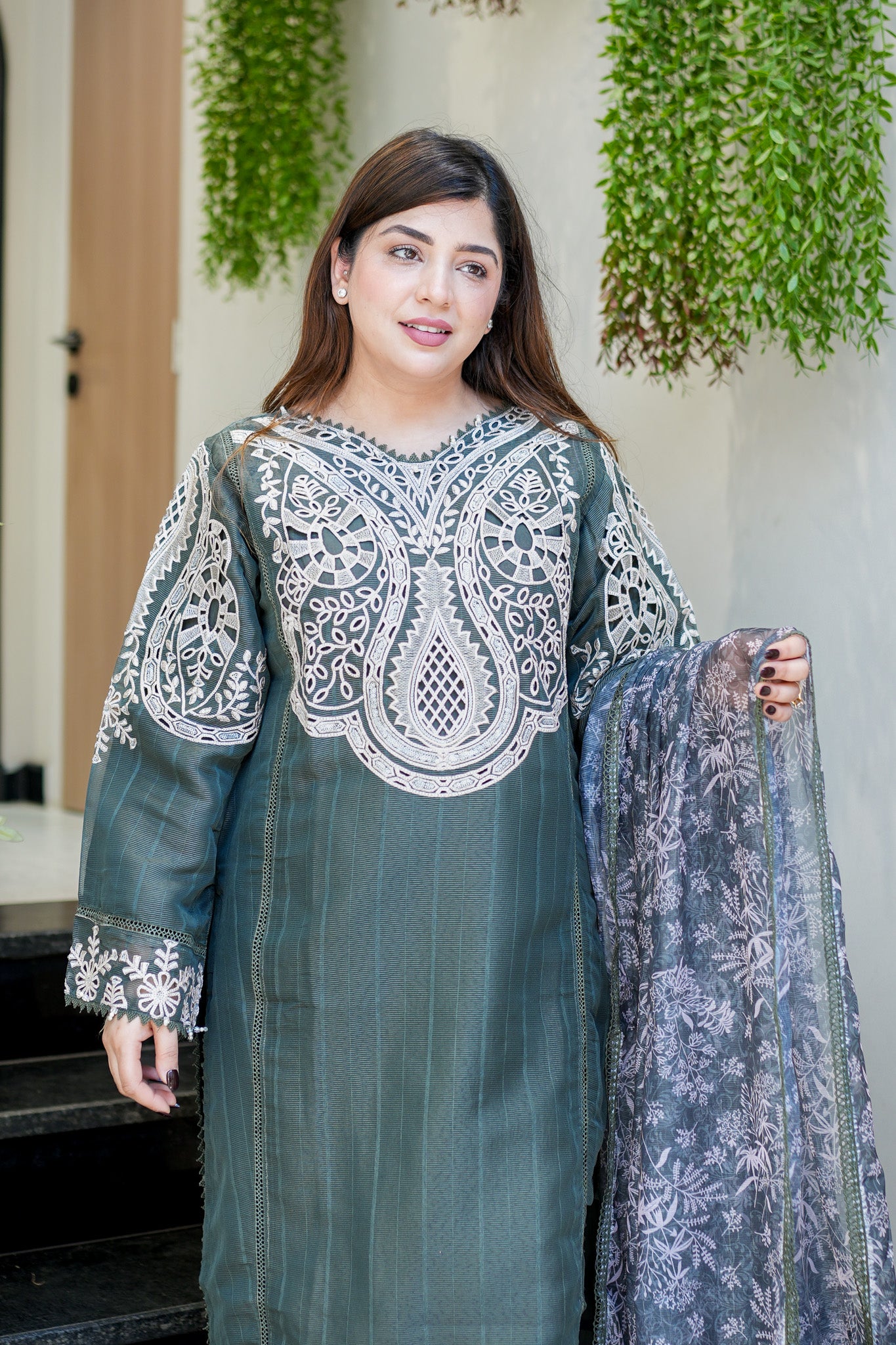 Sabeen Schiffli Embroidered Suit Set