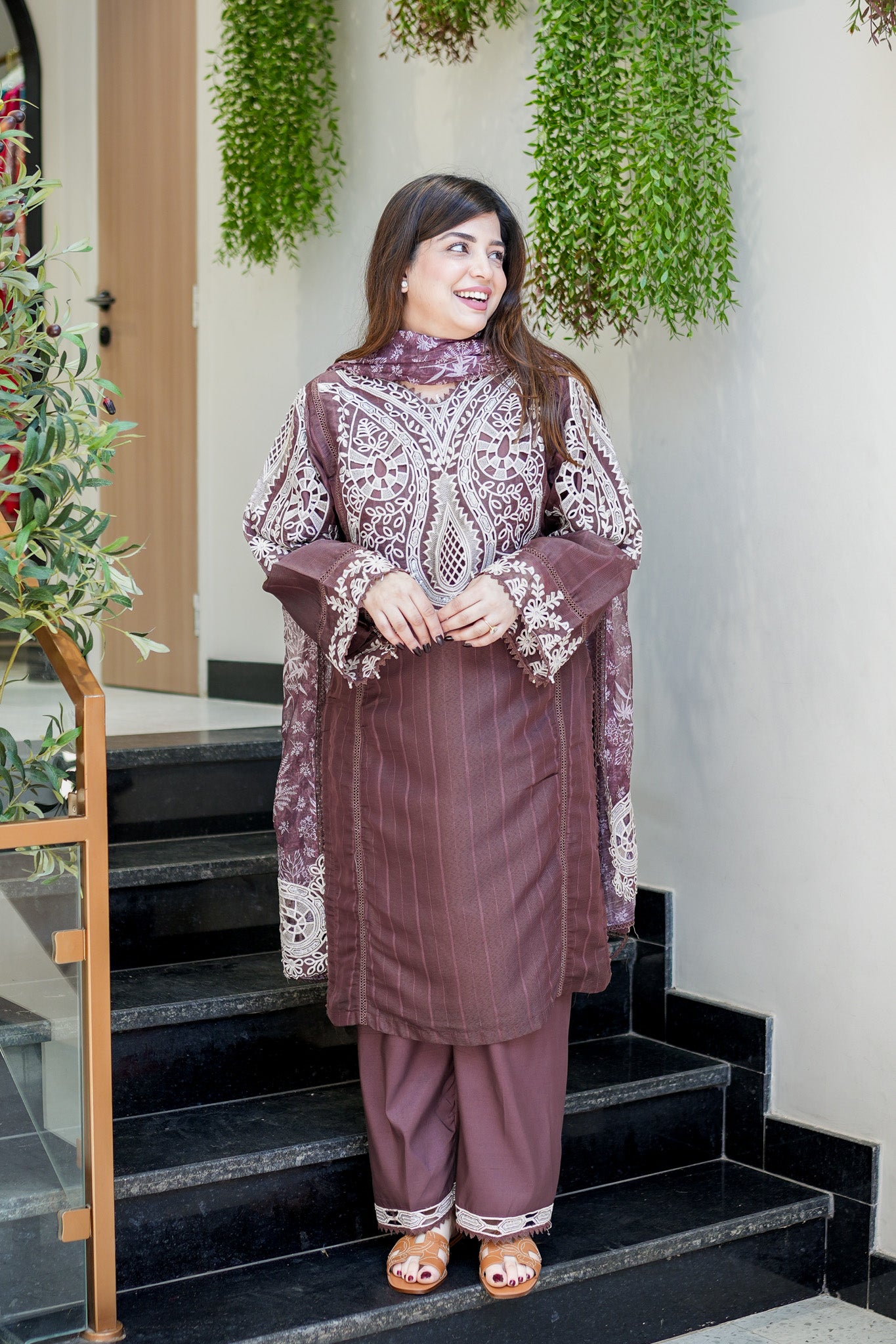 Sabeen Schiffli Embroidered Suit Set
