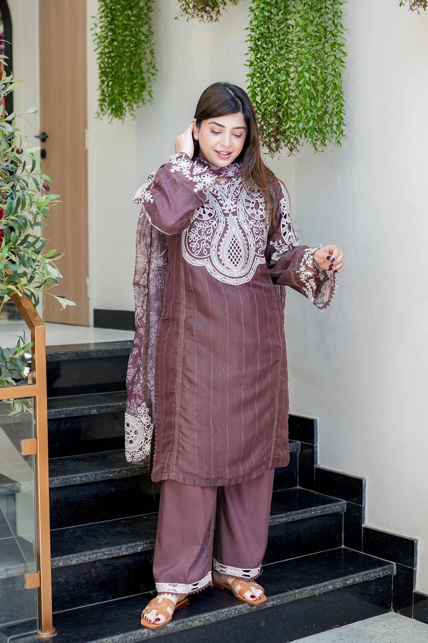 Sabeen Schiffli Embroidered Suit Set