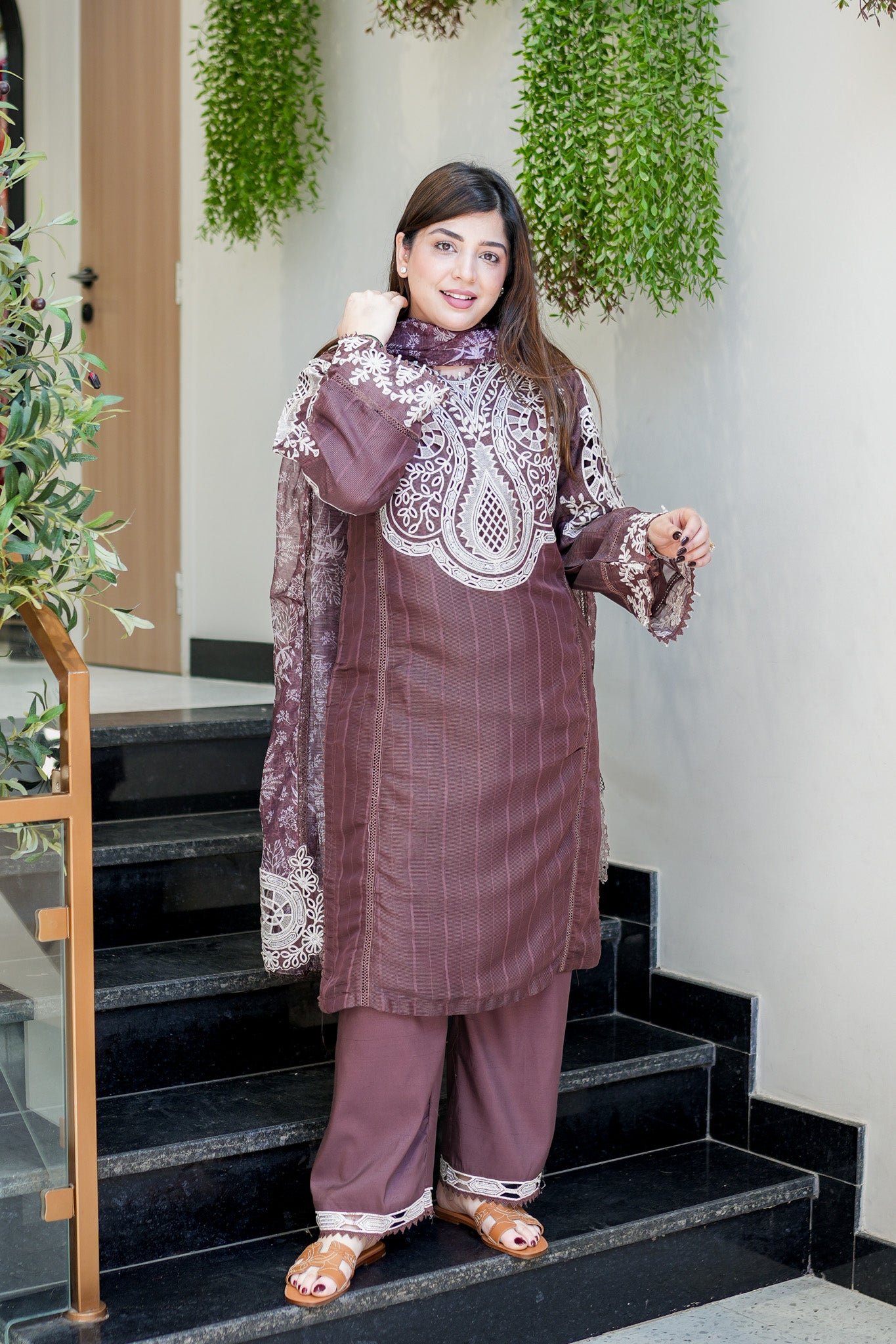 Sabeen Schiffli Embroidered Suit Set