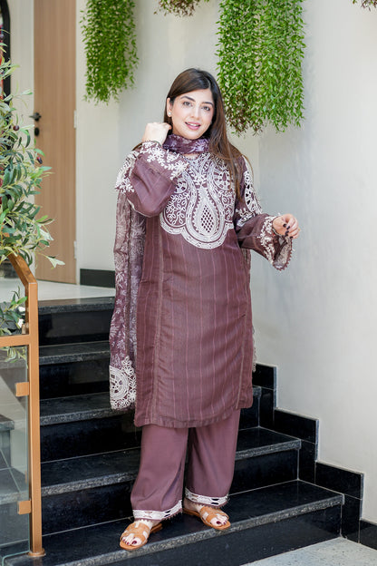 Sabeen Schiffli Embroidered Suit Set