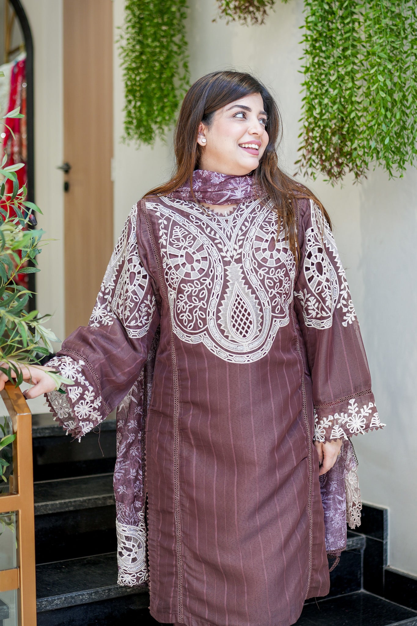 Sabeen Schiffli Embroidered Suit Set
