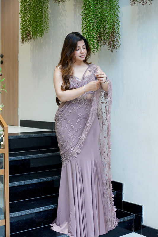 Suhasini Floral Hand Embroidered Drape Saree