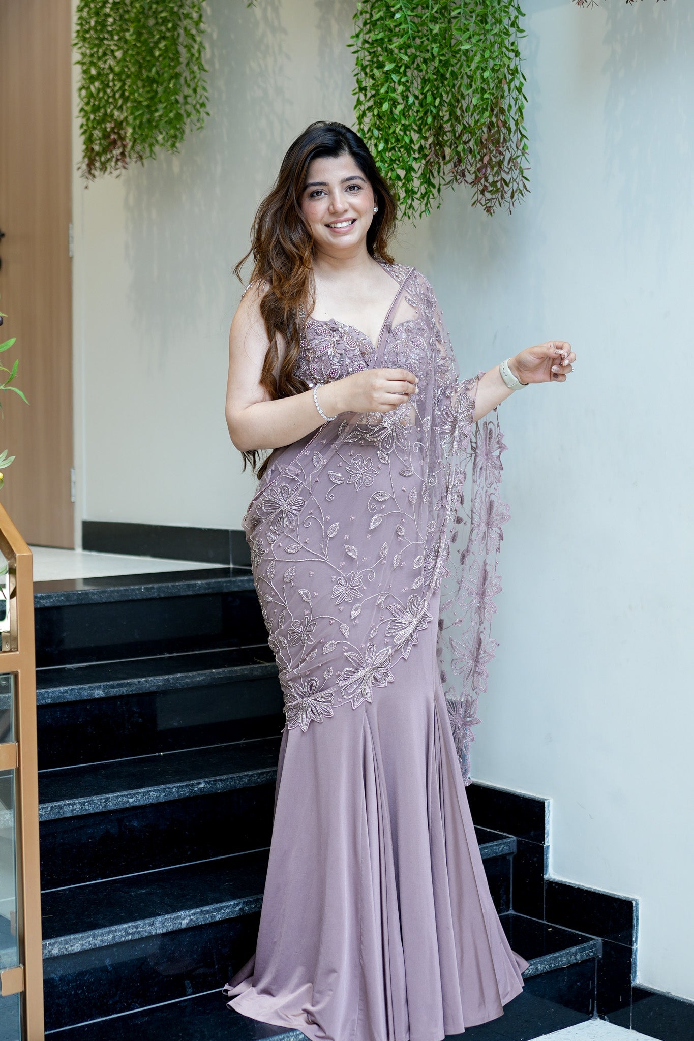 Suhasini Floral Hand Embroidered Drape Saree
