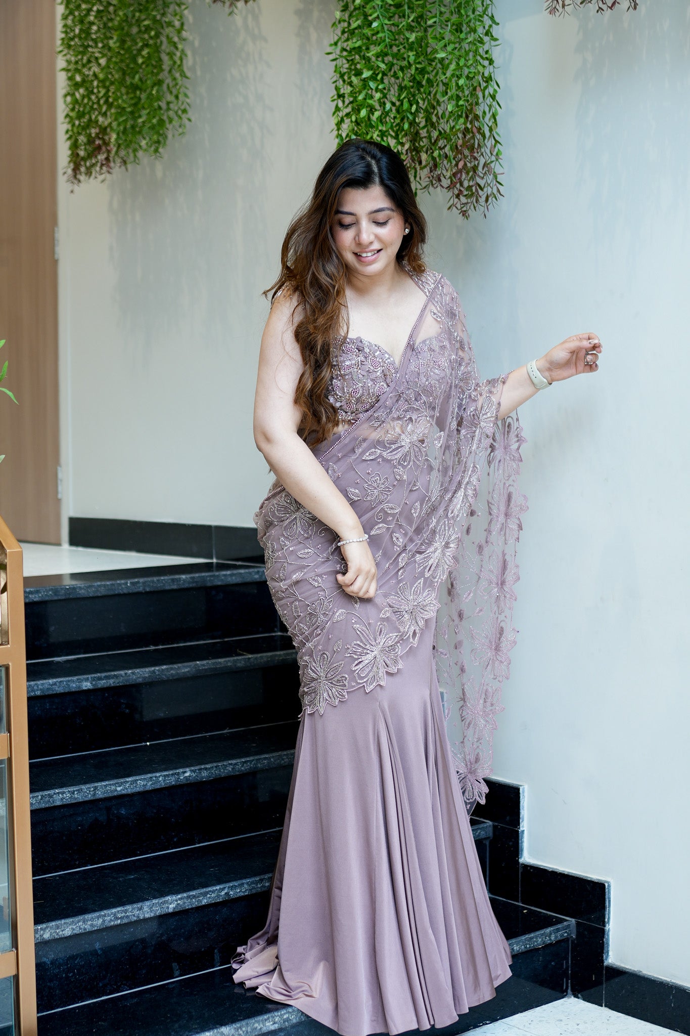 Suhasini Floral Hand Embroidered Drape Saree
