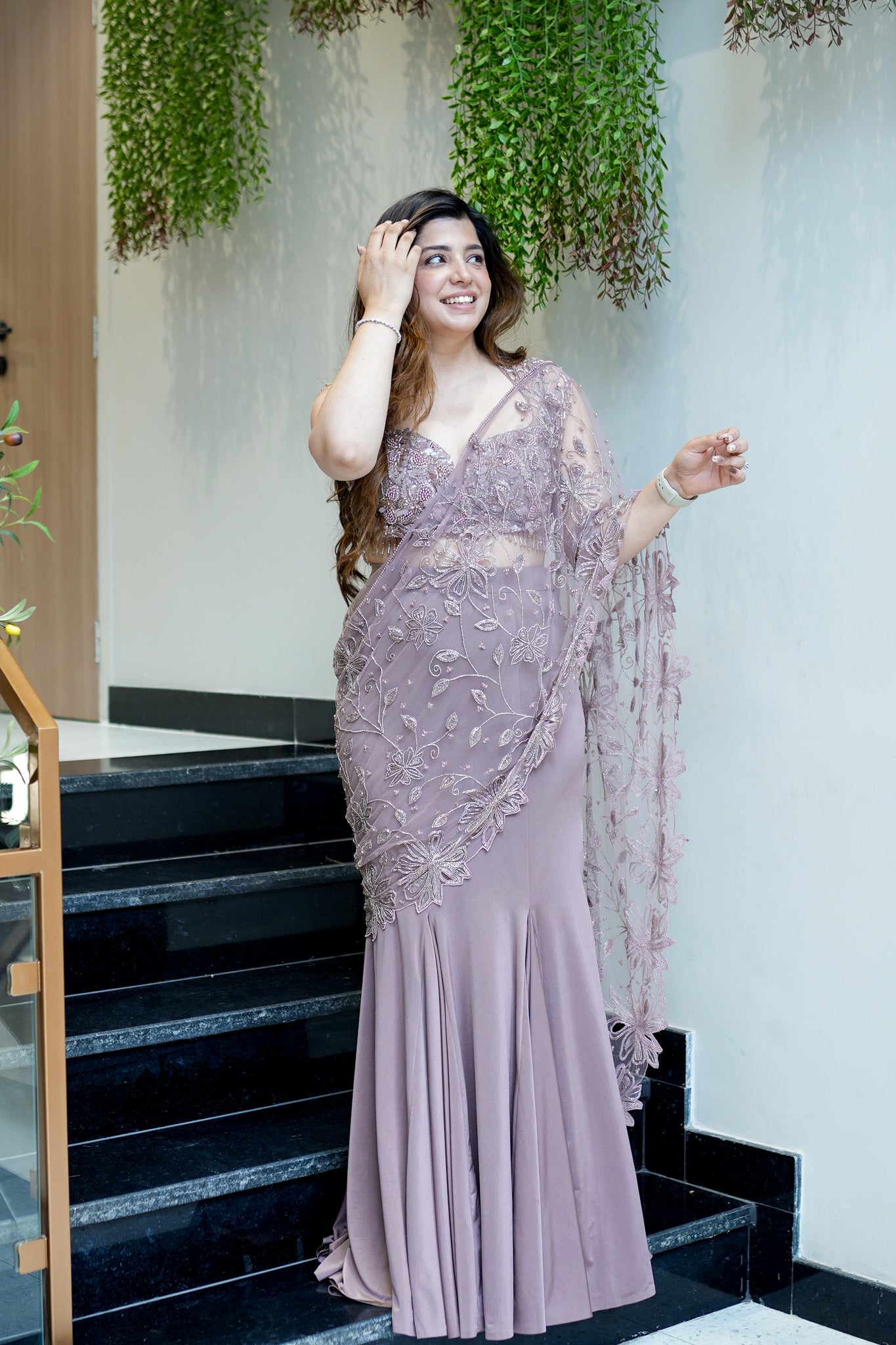 Suhasini Floral Hand Embroidered Drape Saree