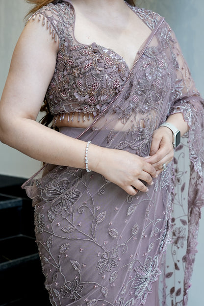 Suhasini Floral Hand Embroidered Drape Saree