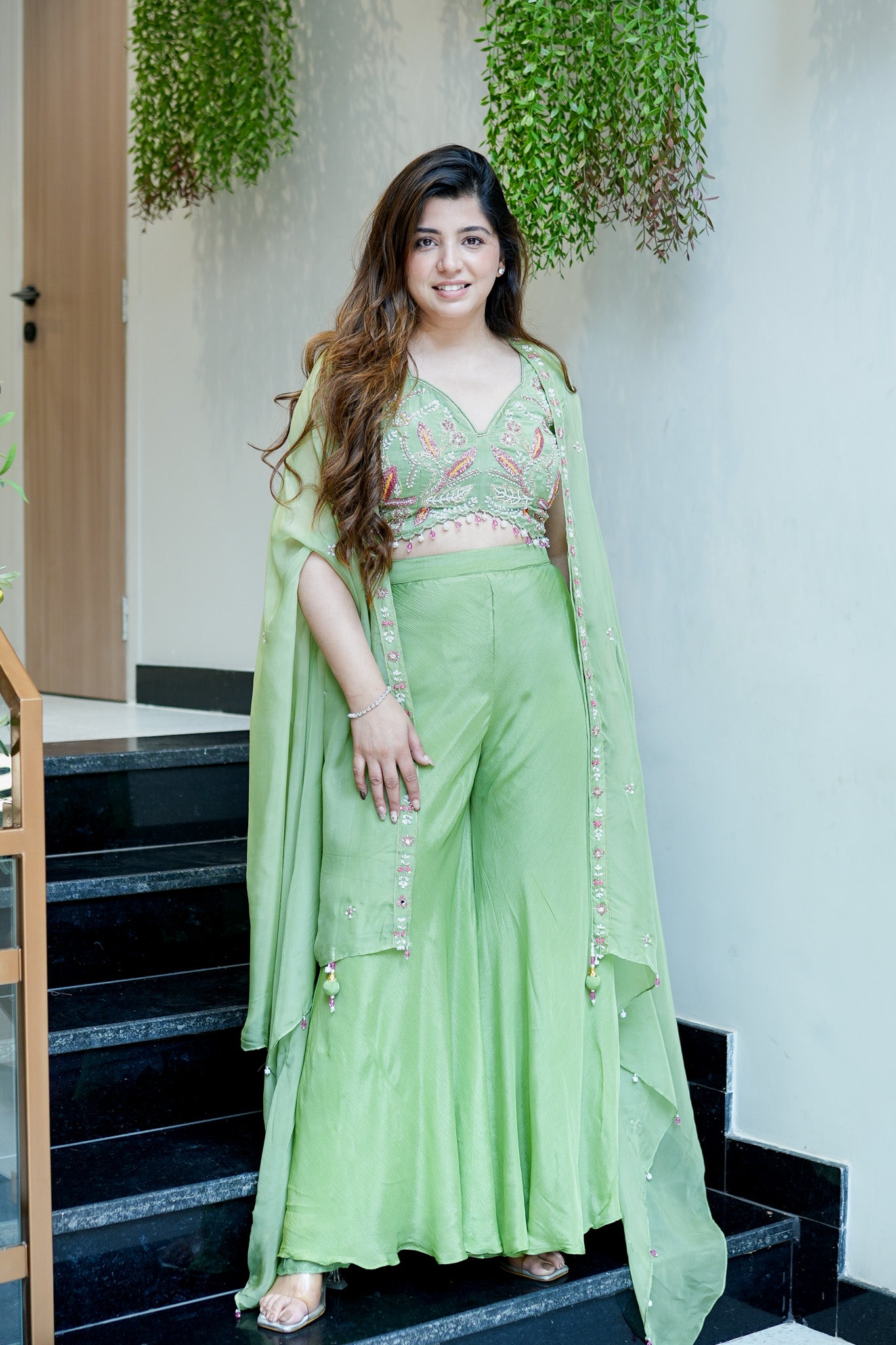 Mohe Embroidered Cape Style Outfit