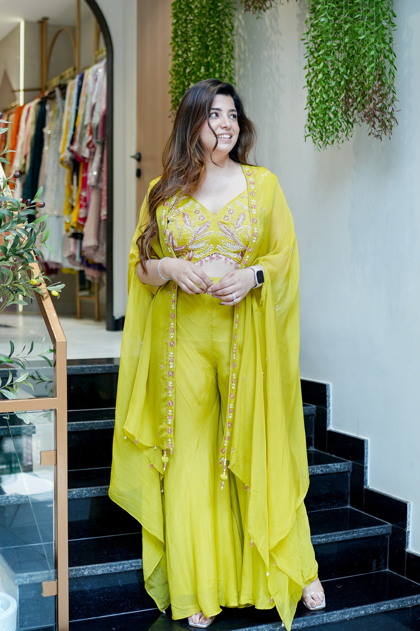 Mohe Embroidered Cape Style Outfit