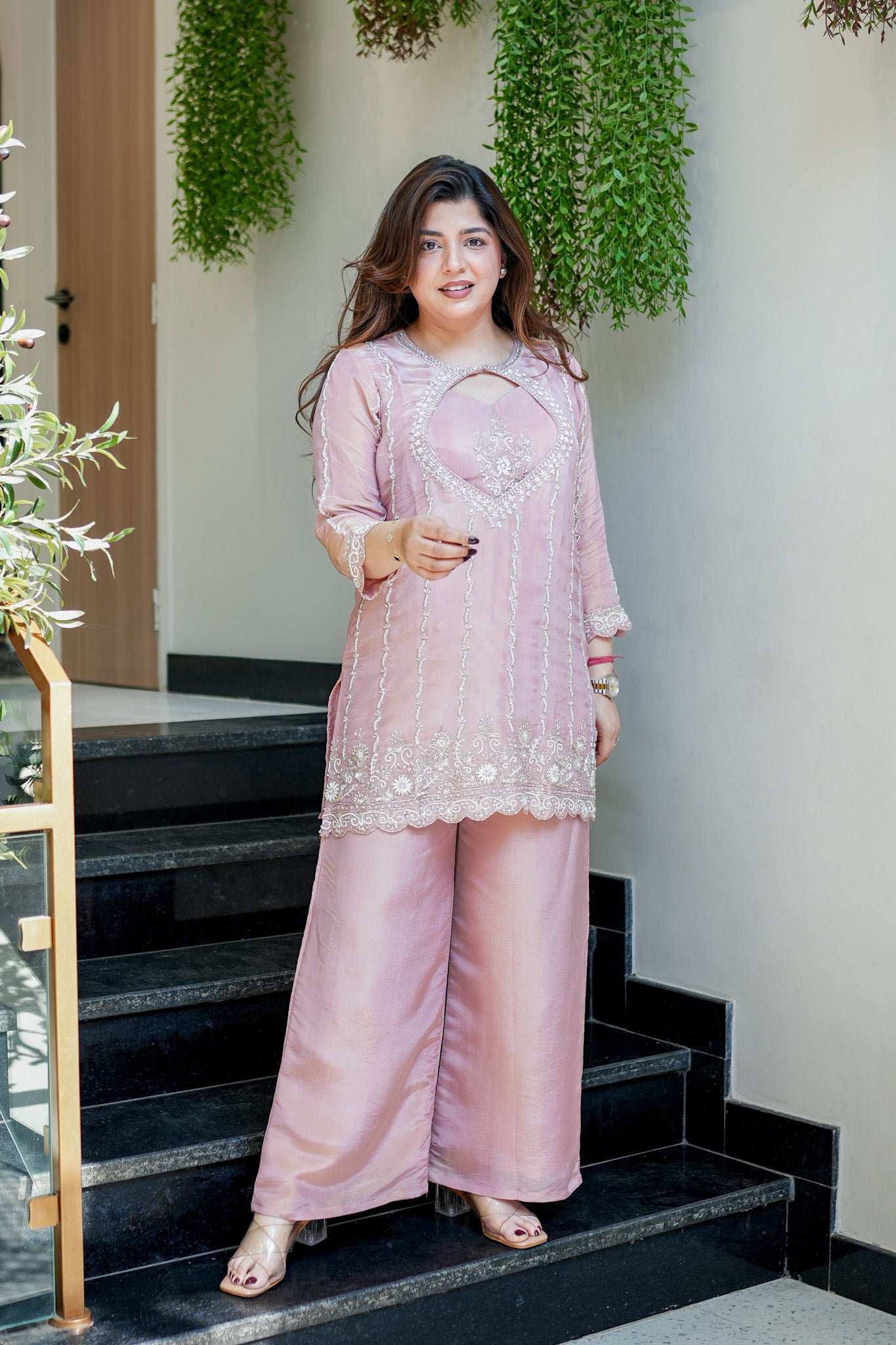 Aiza Embroidered Three Piece Set