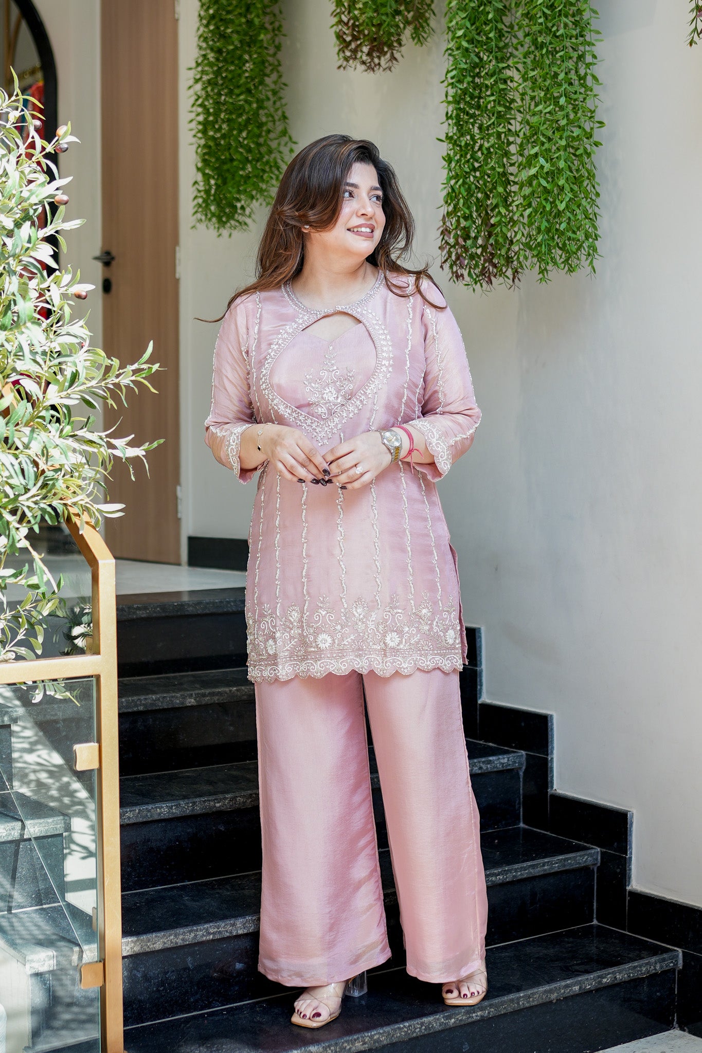Aiza Embroidered Three Piece Set