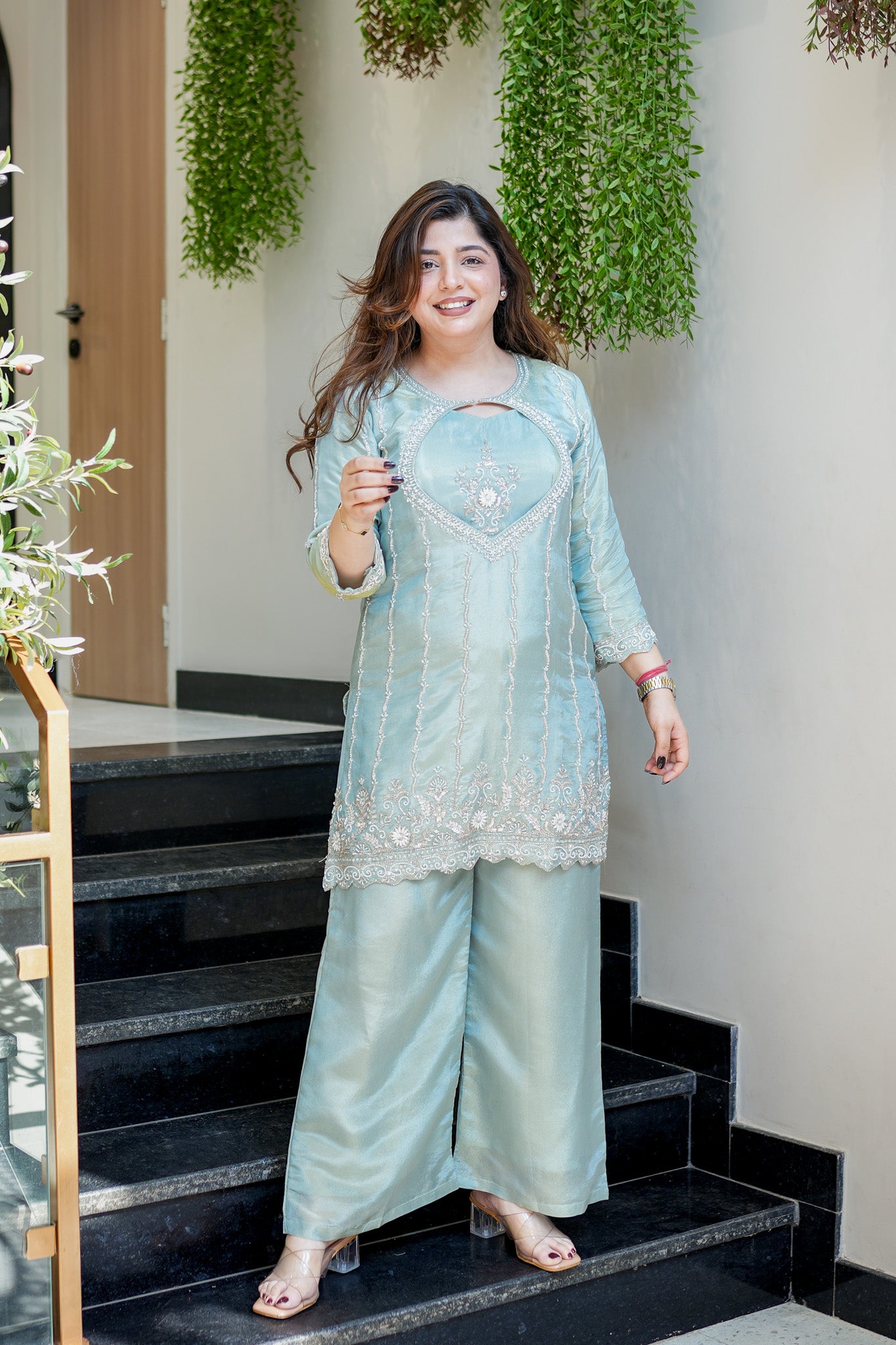 Aiza Embroidered Three Piece Set